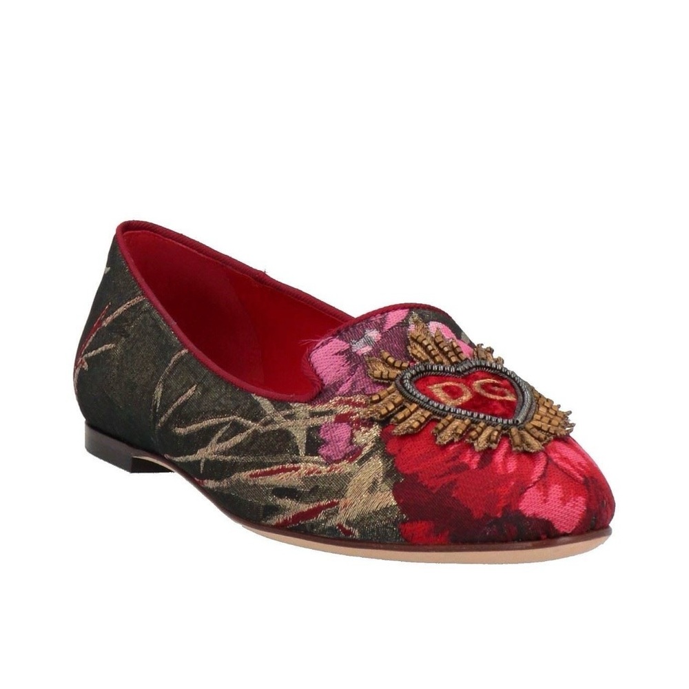 Dolce & Gabbana Woman’s  Embroidered Red and Black Women's Loafers Size 5.5